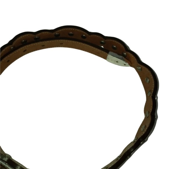 Tony Lama Belt, Brown Leather Western Belt Silver Tone Hardware Size 30 in Waist - Picture 9 of 13